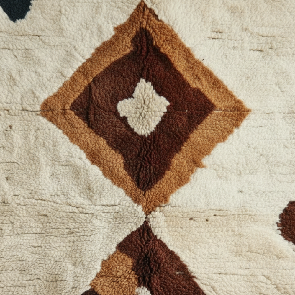Tapis Azilal en Laine à Motifs Graphiques Multicolores