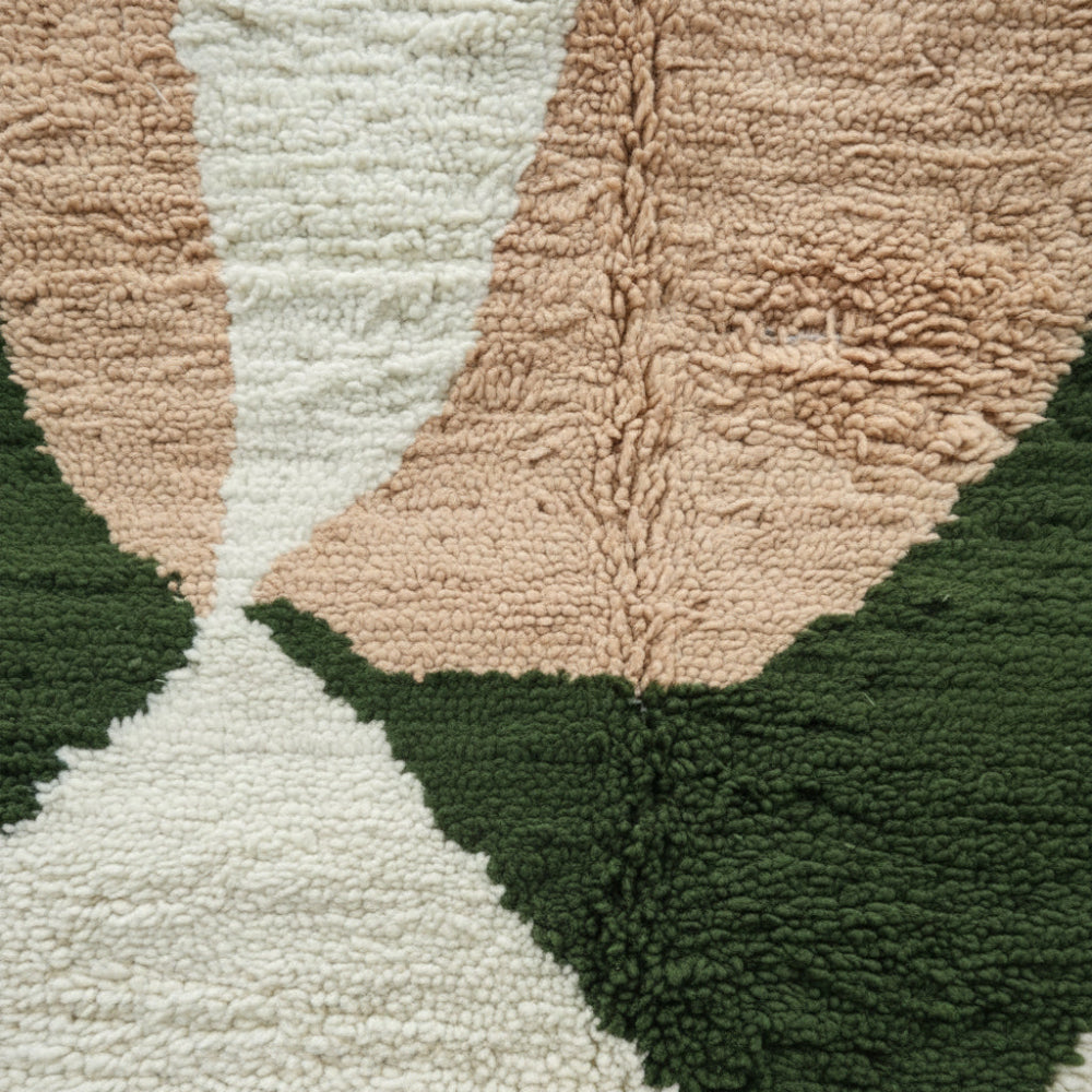 Tapis Berbère Azilal en Laine à Motifs Abstraits Bleu, Rose et Vert