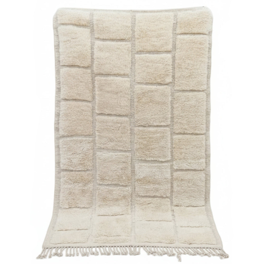 Tapis Berbère Beni Ouarain Crème – Design Carré