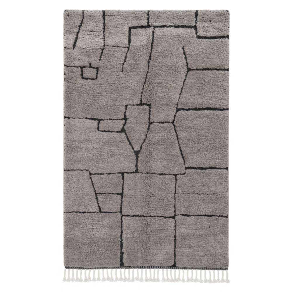 Tapis Berbère Beni Ouarain Gris Fait Main