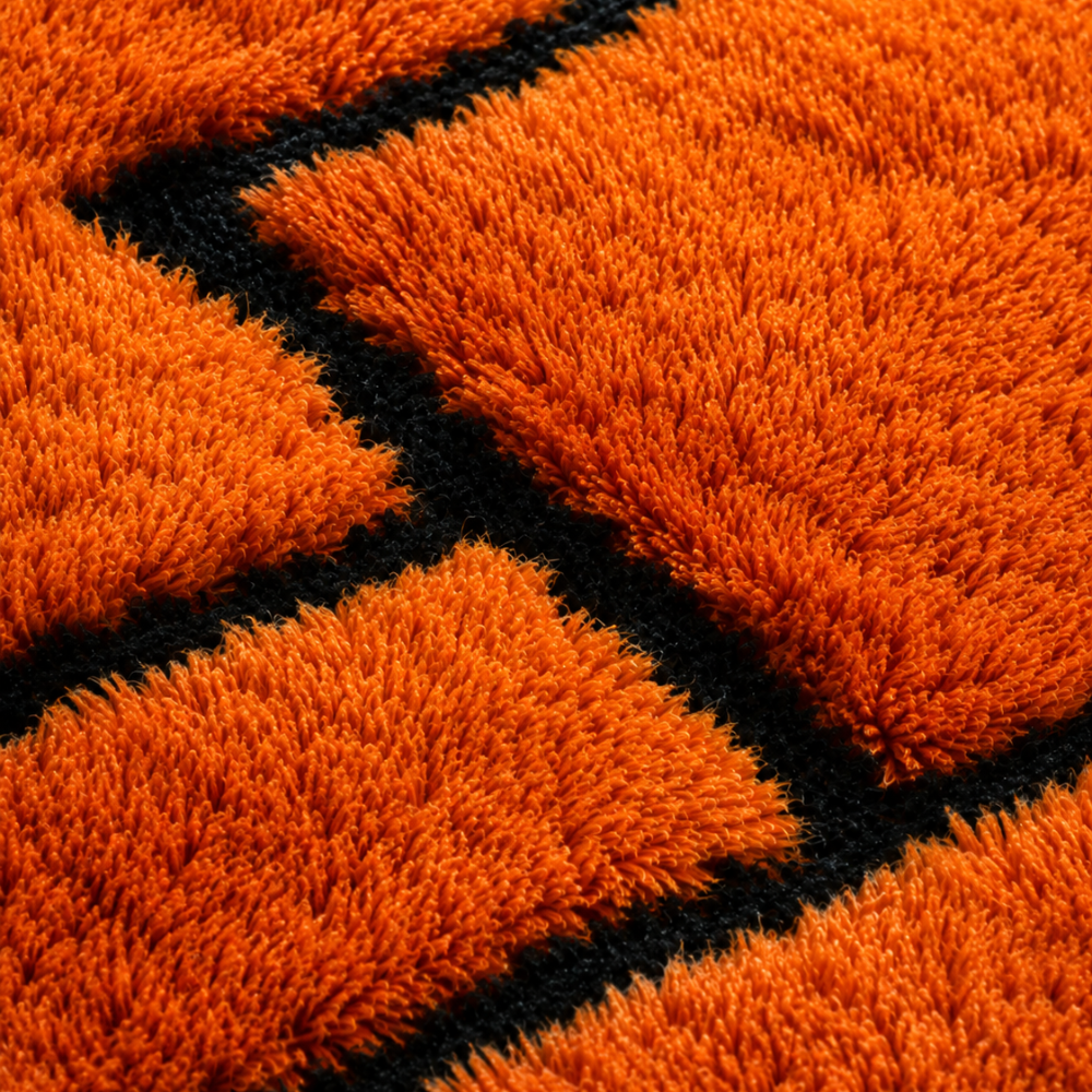 Tapis Berbère Boujad Fait Main En Laine - Orange et Noir