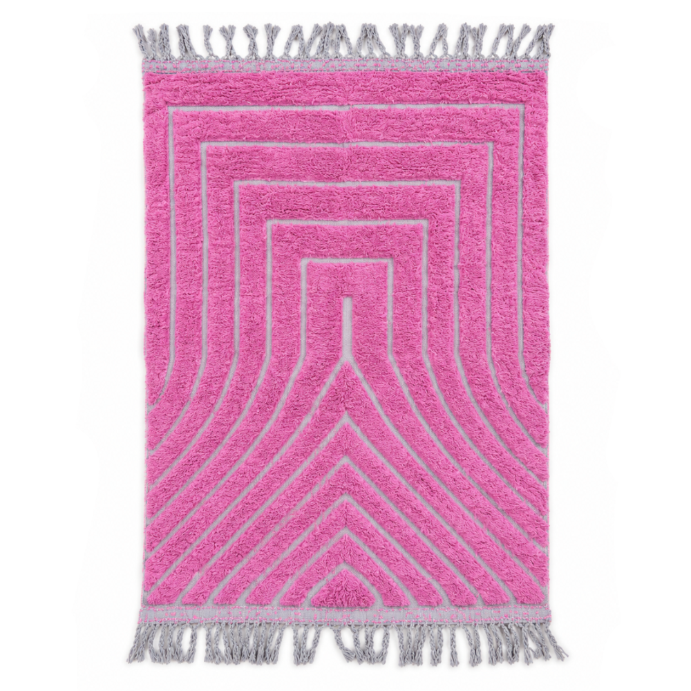 Tapis Berbère Boujad Rose Fuchsia En Laine – Fait Main
