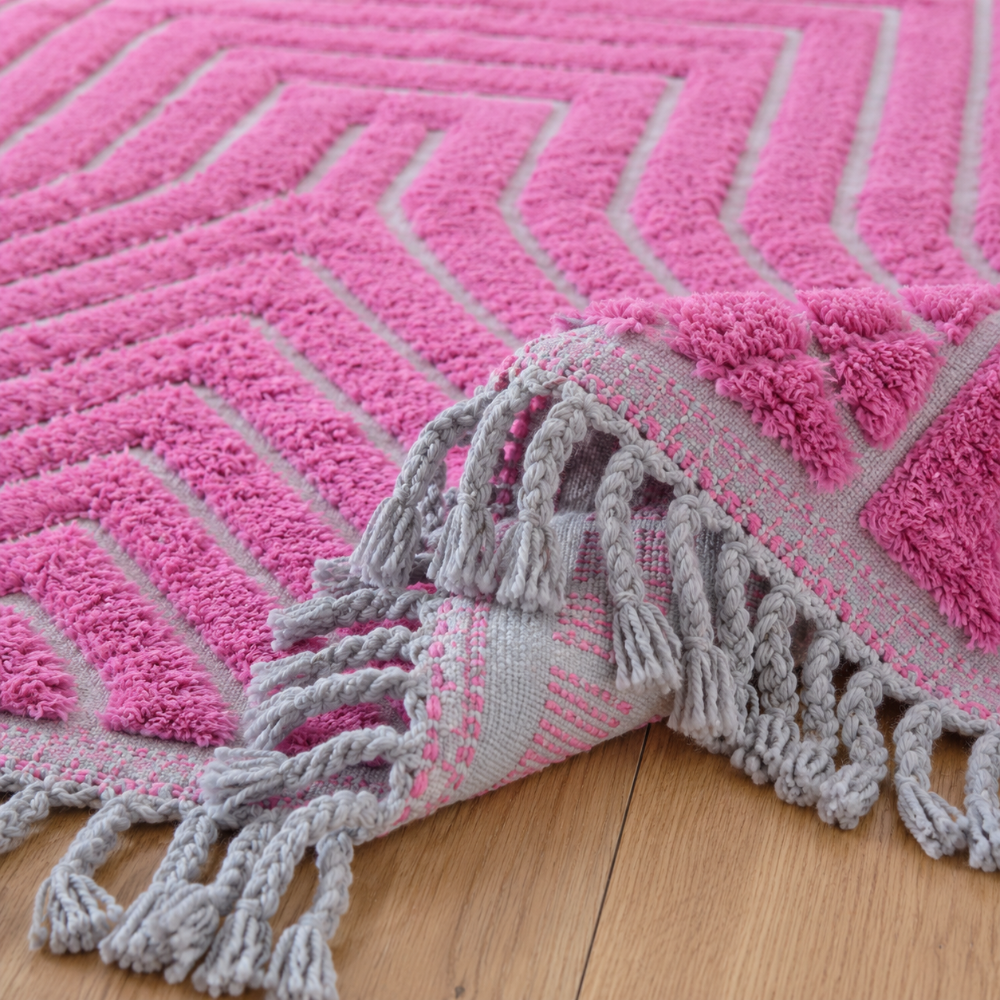 Tapis Berbère Boujad Rose Fuchsia En Laine – Fait Main